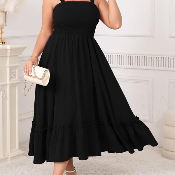 Women's Plus Size Maxi Dress Boho Sleeveless Tiered Beach Summer Dress - Picture 6 of 6